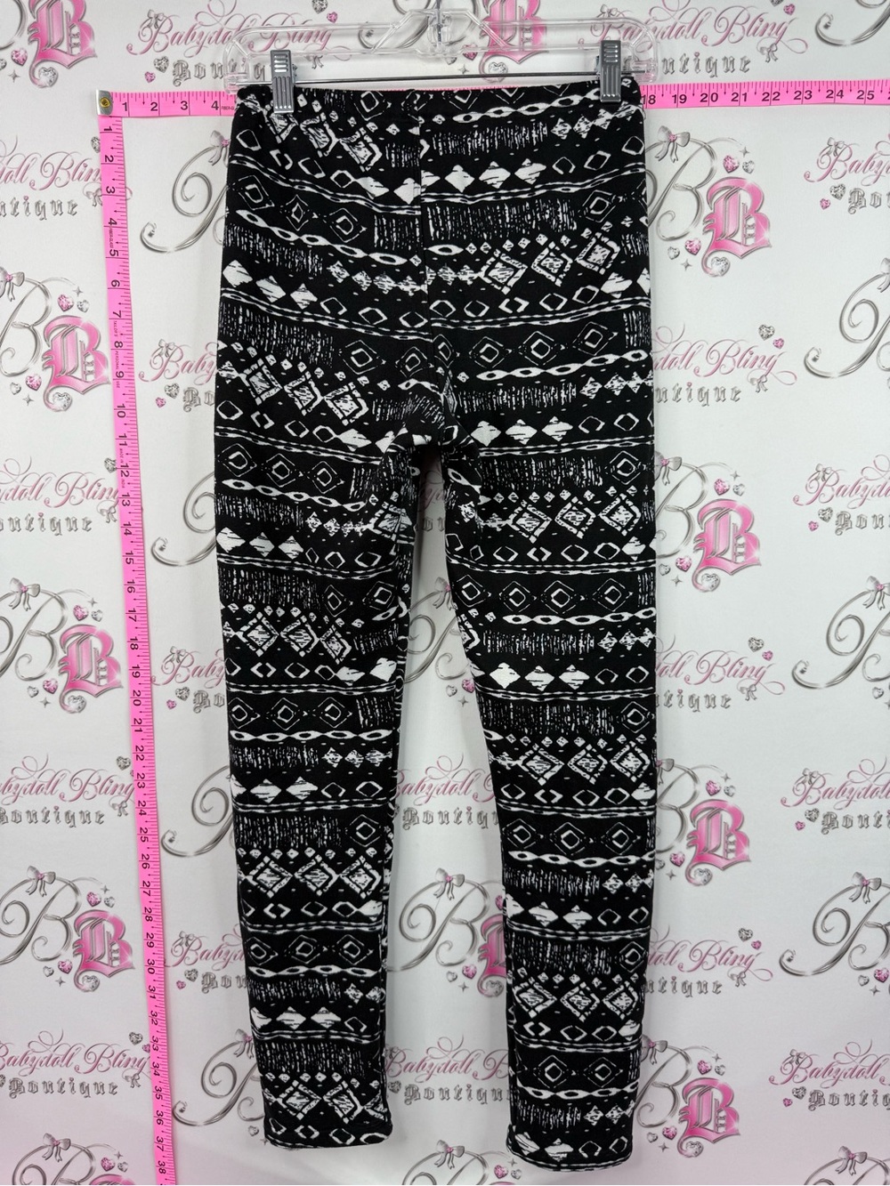 Just cozy fleece Black & White Aztec Print Leggings - Women's Stretch Leggings - Picture 2 of 8